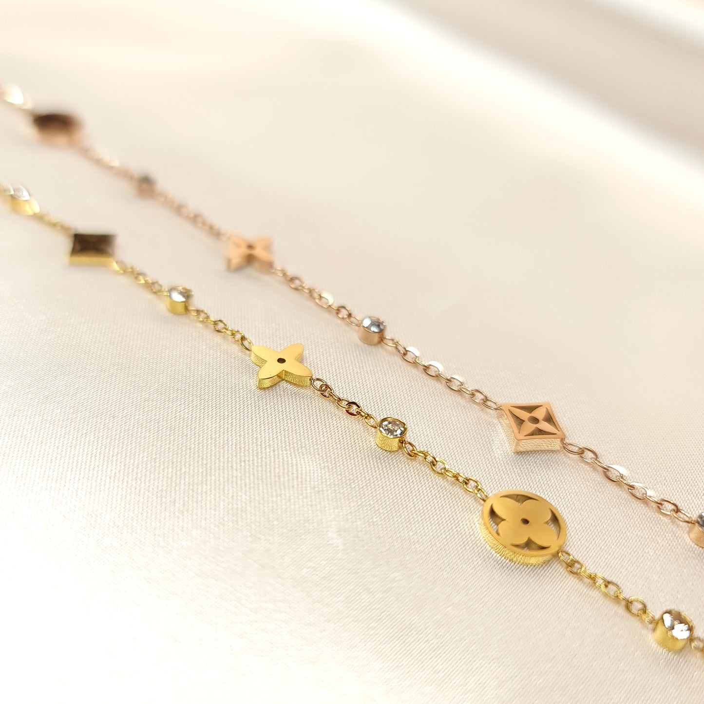 'Zara'- Flower Clover Diamond Bracelet