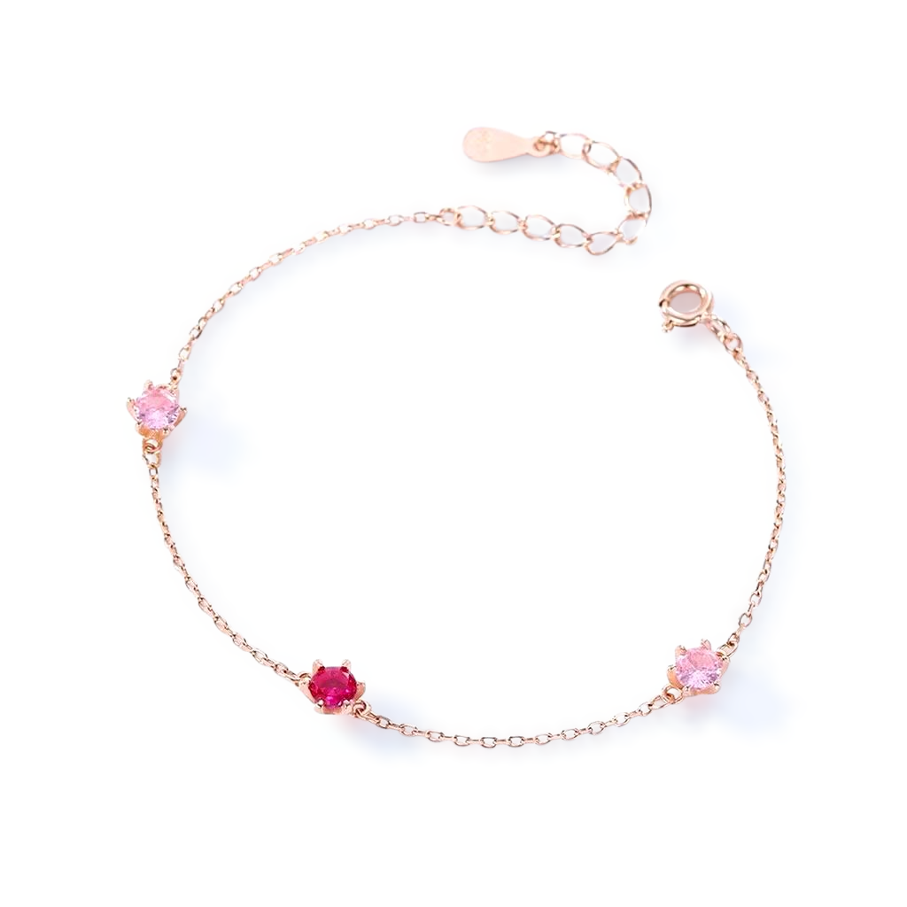 'Ruby' - Pink Rose Gold Chain Bracelet